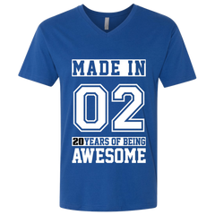20 Year Old Awesome Since 2002 20th Birthday Gifts Men Premium Fitted SS V-Neck