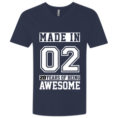 20 Year Old Awesome Since 2002 20th Birthday Gifts Men Premium Fitted SS V-Neck