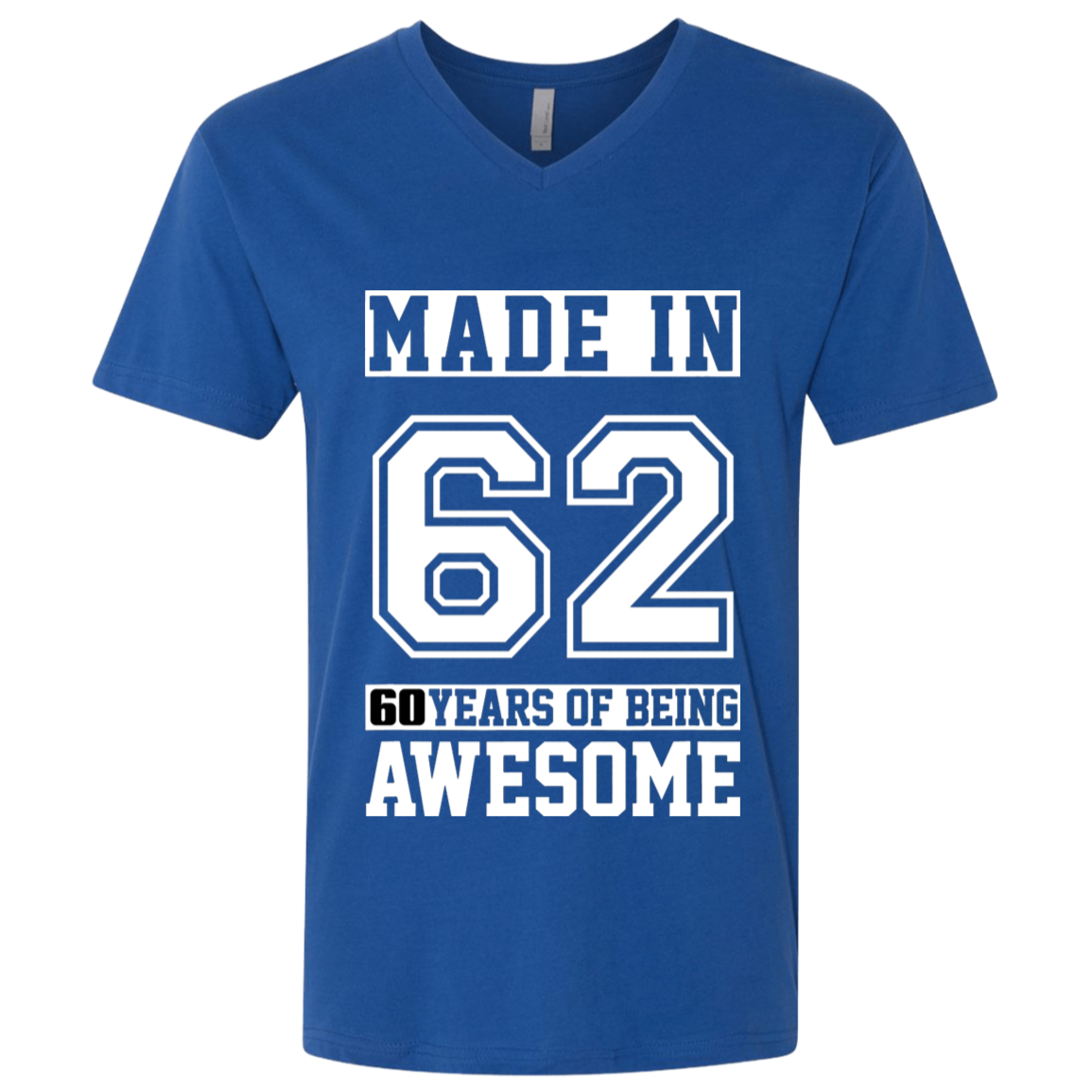 60 Year Old Awesome Since 1962 60th Birthday Gifts Men Premium Fitted SS V-Neck