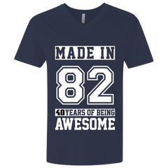 40 Year Old Awesome Since 1982 40th Birthday Gifts Men Premium Fitted SS V-Neck
