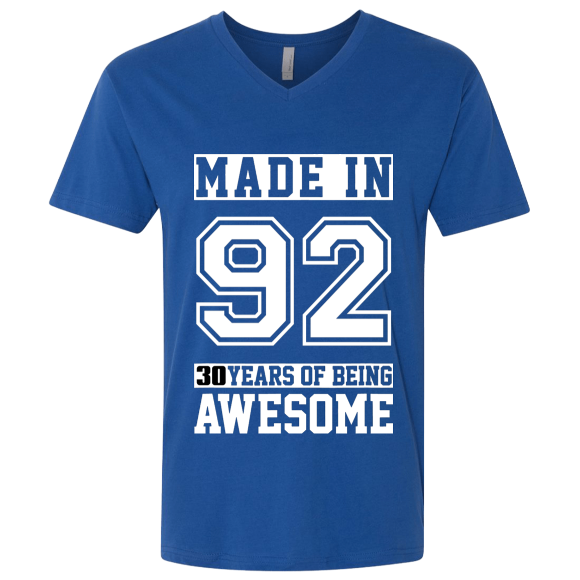 30 Year Old Awesome Since 1992 30th Birthday Gifts Men Premium Fitted SS V-Neck