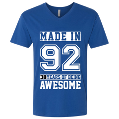 30 Year Old Awesome Since 1992 30th Birthday Gifts Men Premium Fitted SS V-Neck
