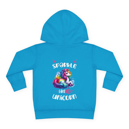 Toddler Hoodie — "Sparkle Like a Unicorn" Rainbow Unicorn Pullover