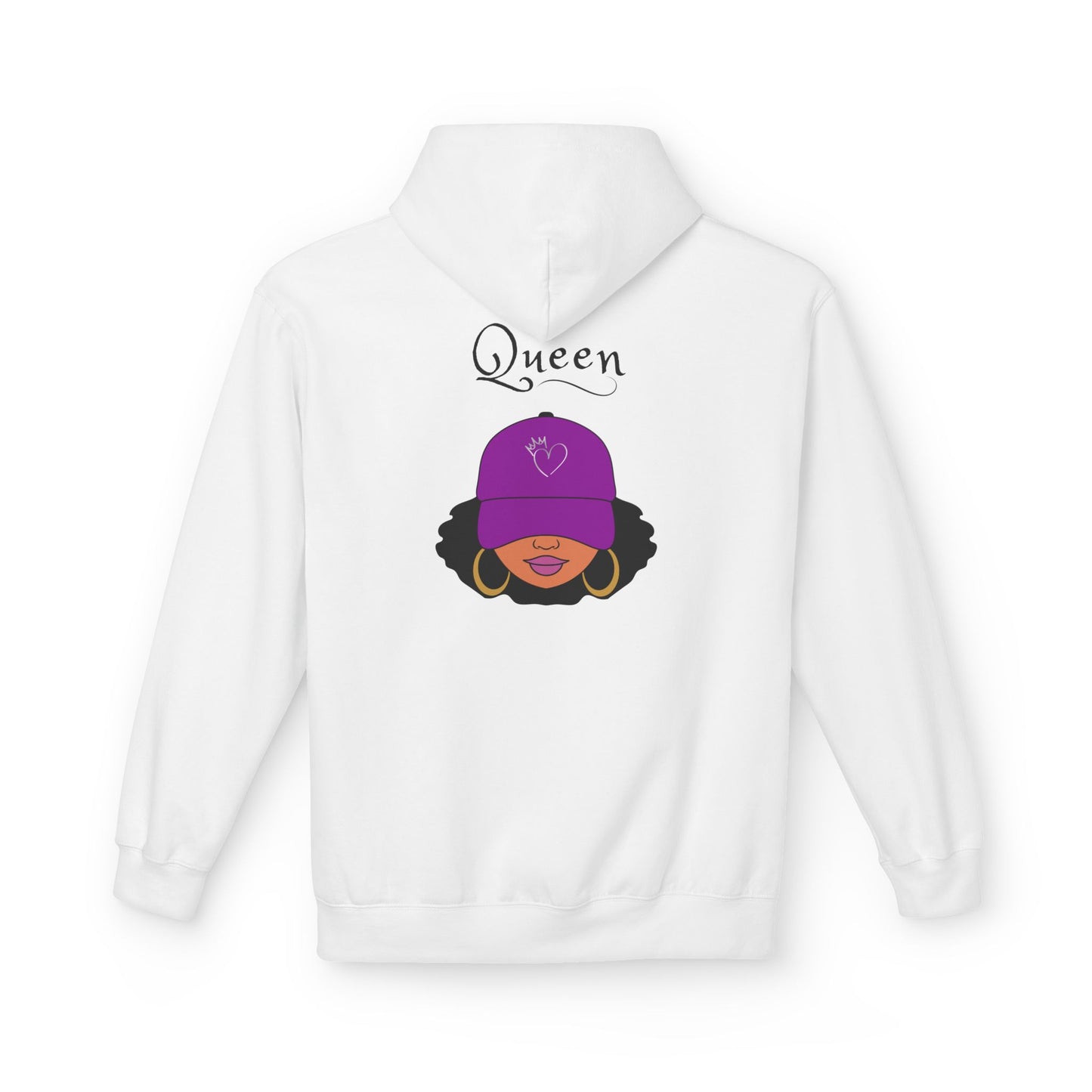 Queen Graphic Hoodie — Purple Cap Afro Woman Design