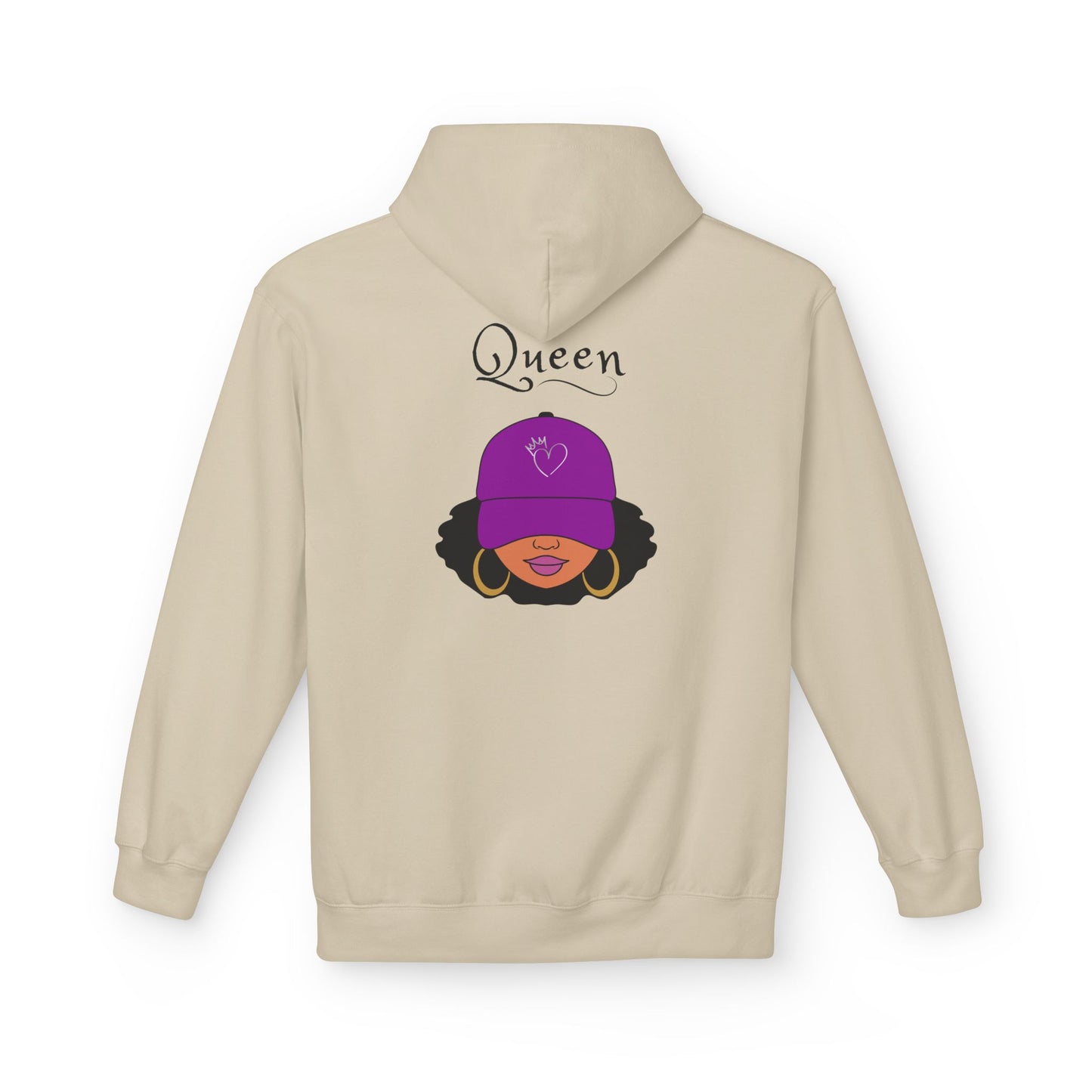Queen Graphic Hoodie — Purple Cap Afro Woman Design JA