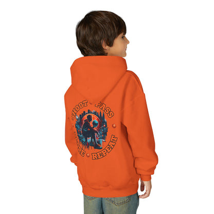 Youth Basketball Hoodie — 'Shoot • Pass • Score • Repeat' Graphic Pullover