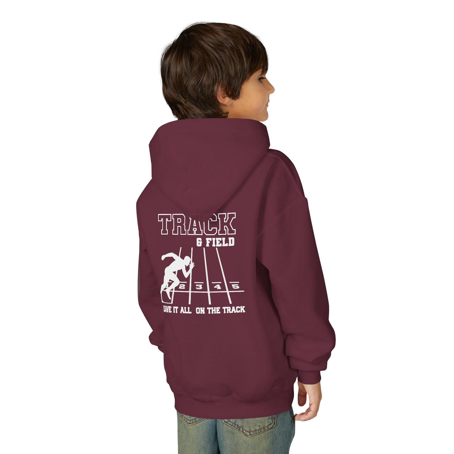Track & Field Youth Hoodie — "Leave It All On The Track" Athletic Sweatshirt