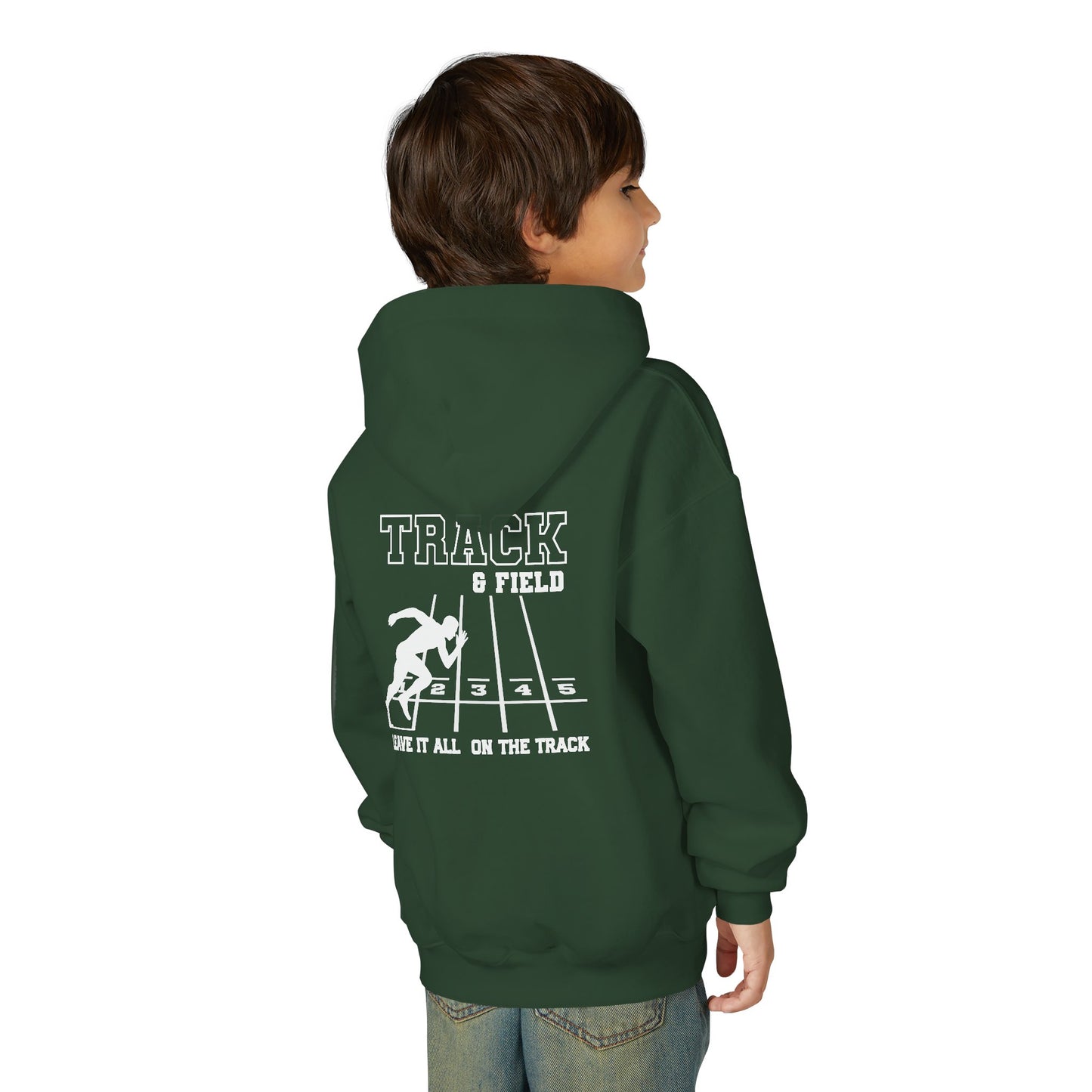 Track & Field Youth Hoodie — "Leave It All On The Track" Athletic Sweatshirt