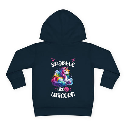Toddler Hoodie — "Sparkle Like a Unicorn" Rainbow Unicorn Pullover