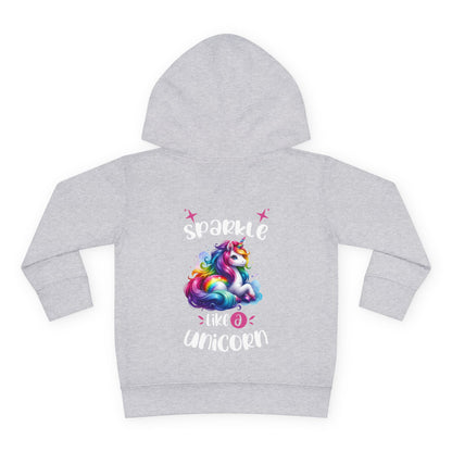 Toddler Hoodie — "Sparkle Like a Unicorn" Rainbow Unicorn Pullover