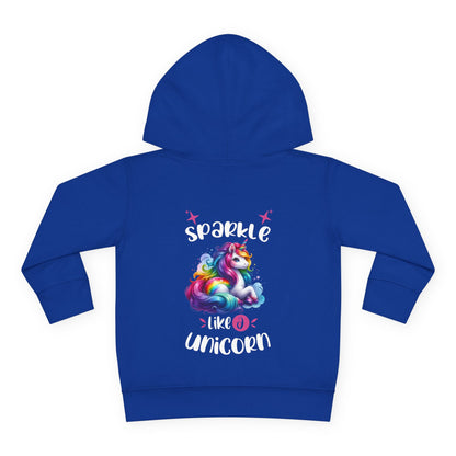 Toddler Hoodie — "Sparkle Like a Unicorn" Rainbow Unicorn Pullover