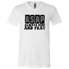 Always Stop & Pray Christian V-Neck T-Shirts