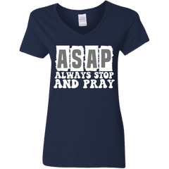 Always Stop & Pray Christian Ladies' V-Neck T-Shirt