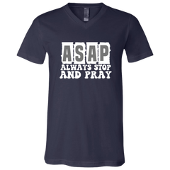 Always Stop & Pray Christian V-Neck T-Shirts