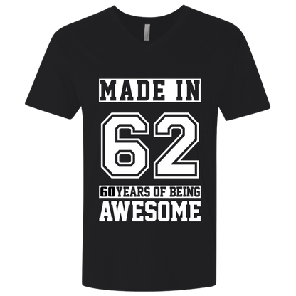 60 Year Old Awesome Since 1962 60th Birthday Gifts Men Premium Fitted SS V-Neck