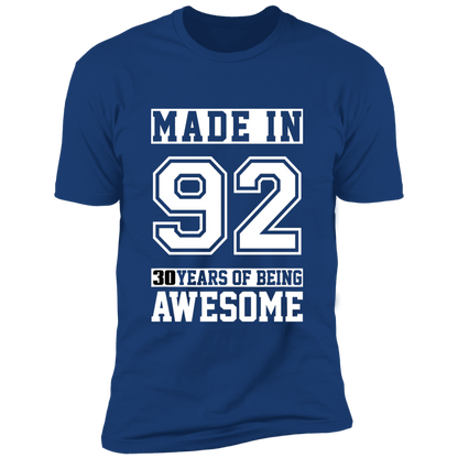 30 Year Old Awesome Since 1992 30th Birthday Gifts Men Premium Short Sleeve T-Shirt