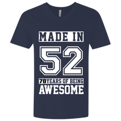 70 Year Old Awesome Since 1952 70th Birthday Gifts Men Premium Fitted SS V-Neck