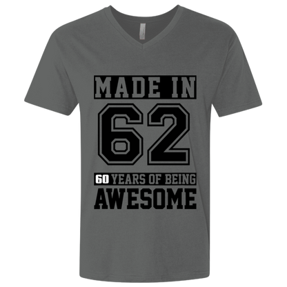 60 Year Old Awesome Since 1962 60th Birthday Gifts Men Premium Fitted SS V-Neck