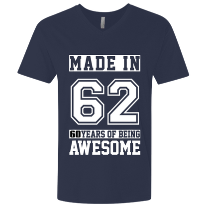 60 Year Old Awesome Since 1962 60th Birthday Gifts Men Premium Fitted SS V-Neck