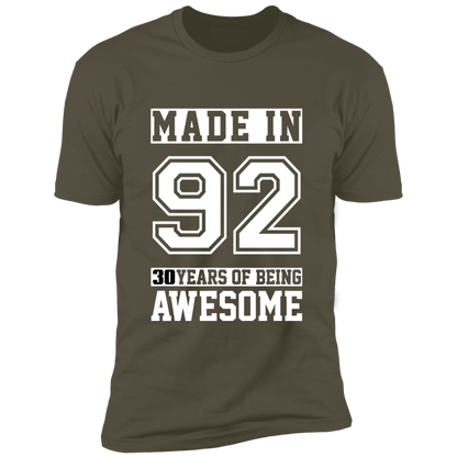 30 Year Old Awesome Since 1992 30th Birthday Gifts Men Premium Short Sleeve T-Shirt