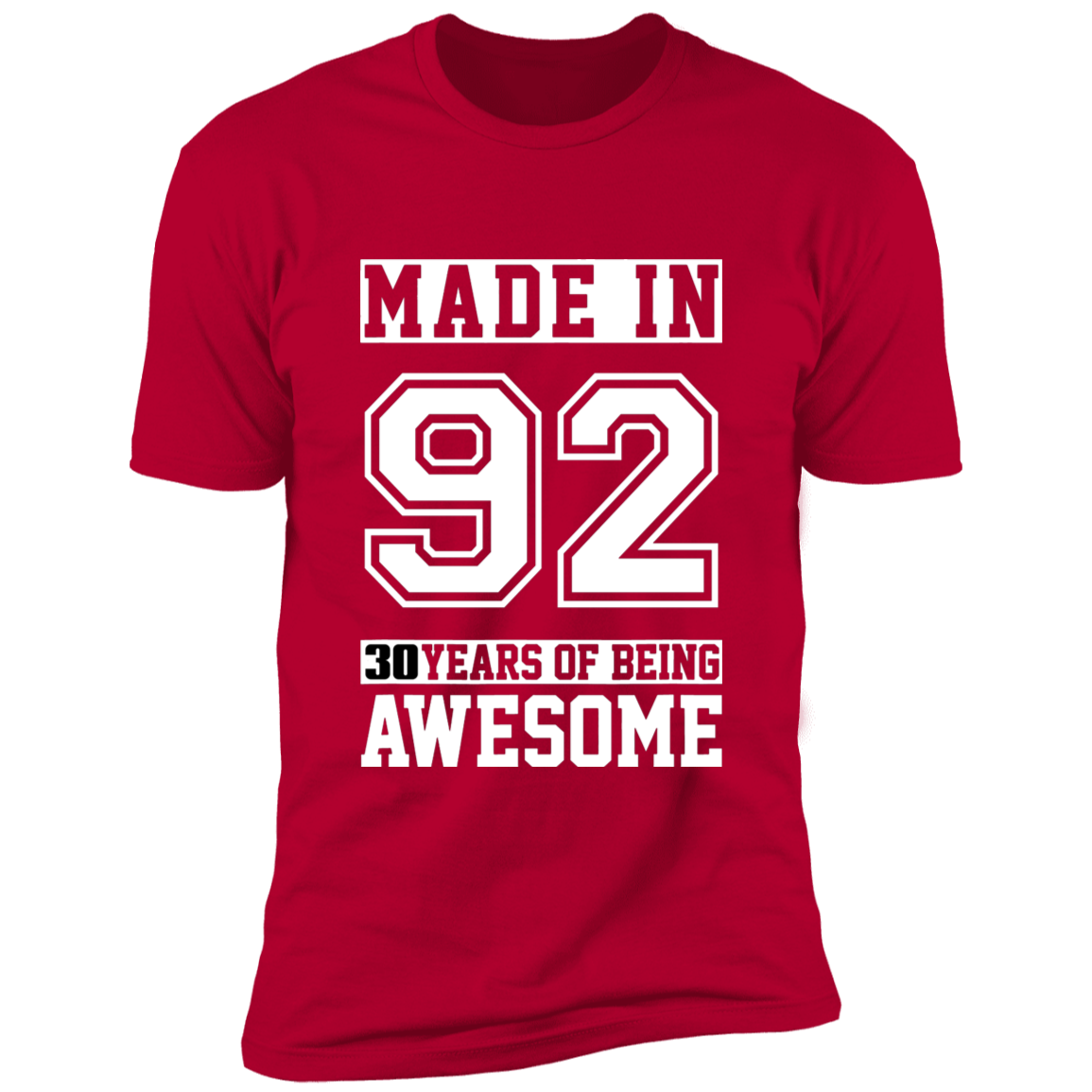 30 Year Old Awesome Since 1992 30th Birthday Gifts Men Premium Short Sleeve T-Shirt
