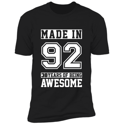 30 Year Old Awesome Since 1992 30th Birthday Gifts Men Premium Short Sleeve T-Shirt