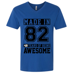 40 Year Old Awesome Since 1982 40th Birthday Gifts Men Premium Fitted SS V-Neck