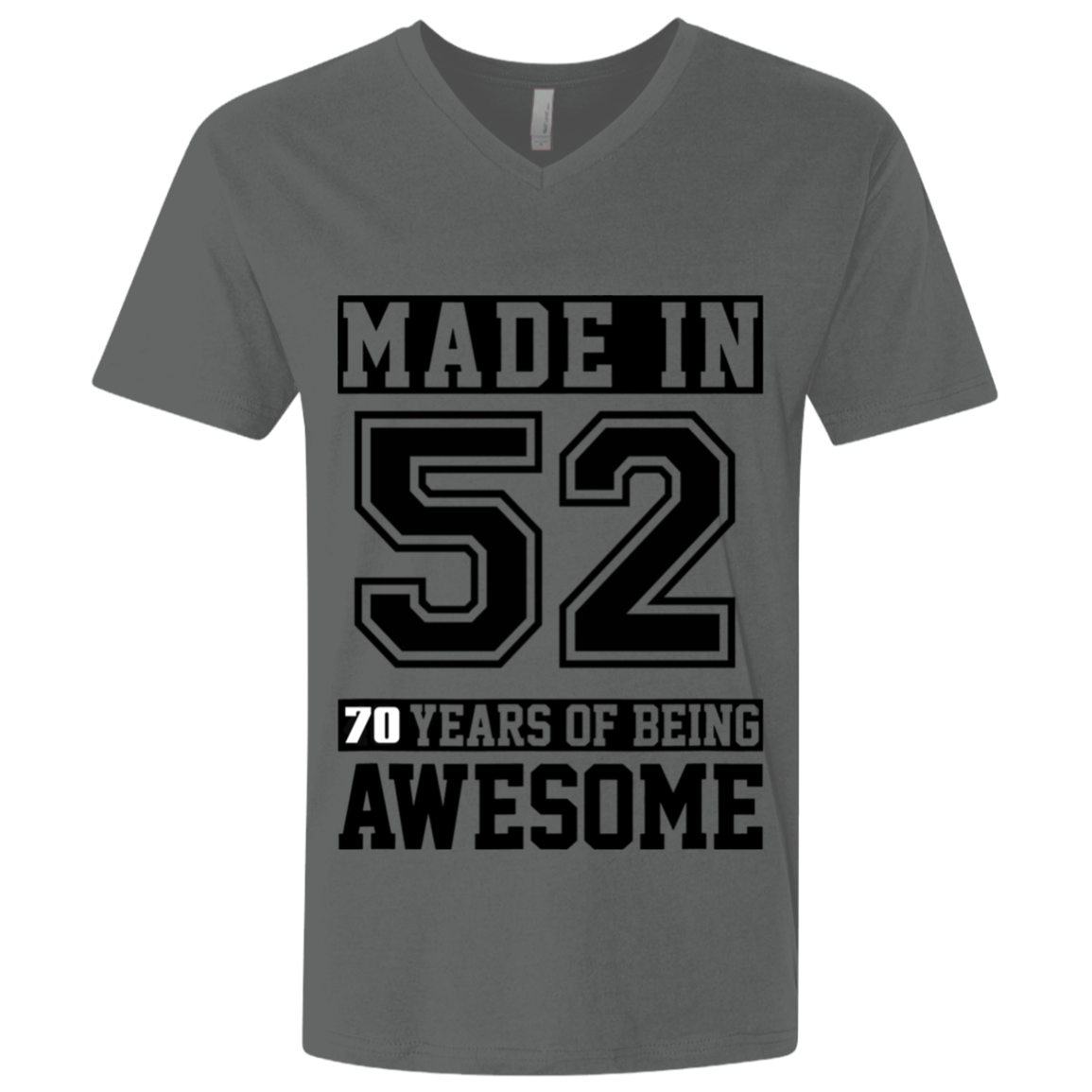 70 Year Old Awesome Since 1952 70th Birthday Gifts Men Premium Fitted SS V-Neck