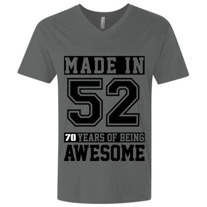 70 Year Old Awesome Since 1952 70th Birthday Gifts Men Premium Fitted SS V-Neck