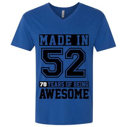 70 Year Old Awesome Since 1952 70th Birthday Gifts Men Premium Fitted SS V-Neck