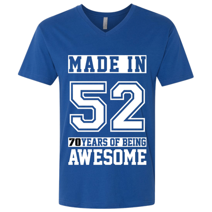 70 Year Old Awesome Since 1952 70th Birthday Gifts Men Premium Fitted SS V-Neck