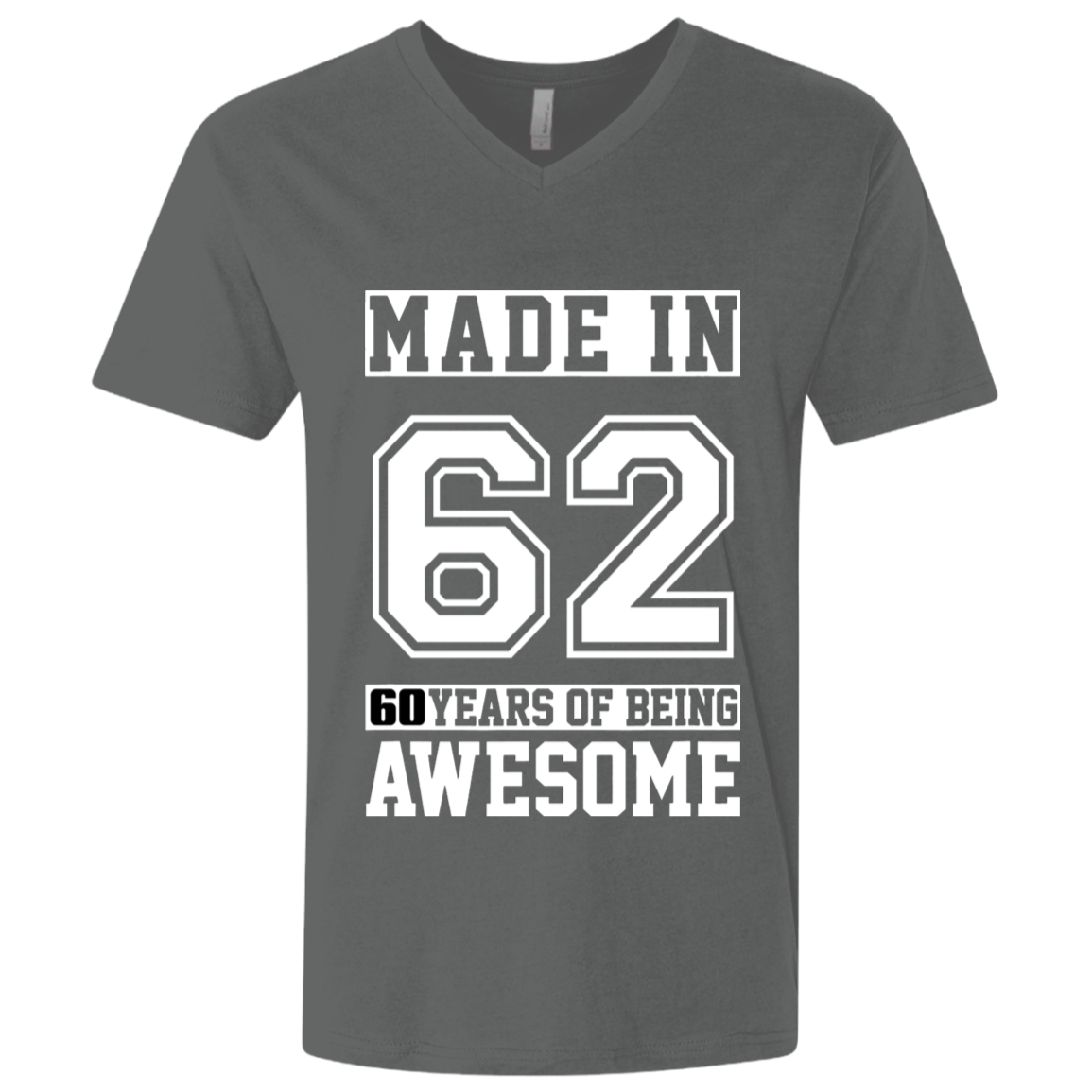60 Year Old Awesome Since 1962 60th Birthday Gifts Men Premium Fitted SS V-Neck