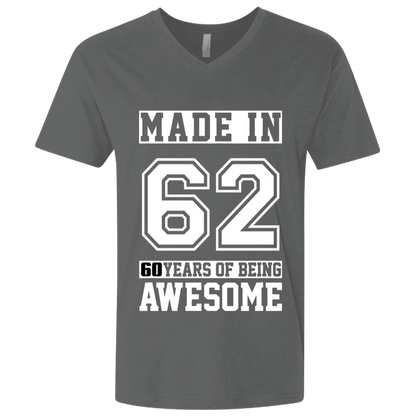 60 Year Old Awesome Since 1962 60th Birthday Gifts Men Premium Fitted SS V-Neck