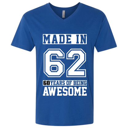 60 Year Old Awesome Since 1962 60th Birthday Gifts Men Premium Fitted SS V-Neck