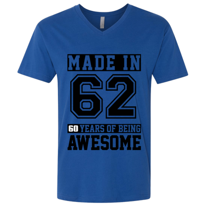 60 Year Old Awesome Since 1962 60th Birthday Gifts Men Premium Fitted SS V-Neck