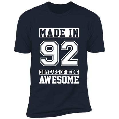 30 Year Old Awesome Since 1992 30th Birthday Gifts Men Premium Short Sleeve T-Shirt