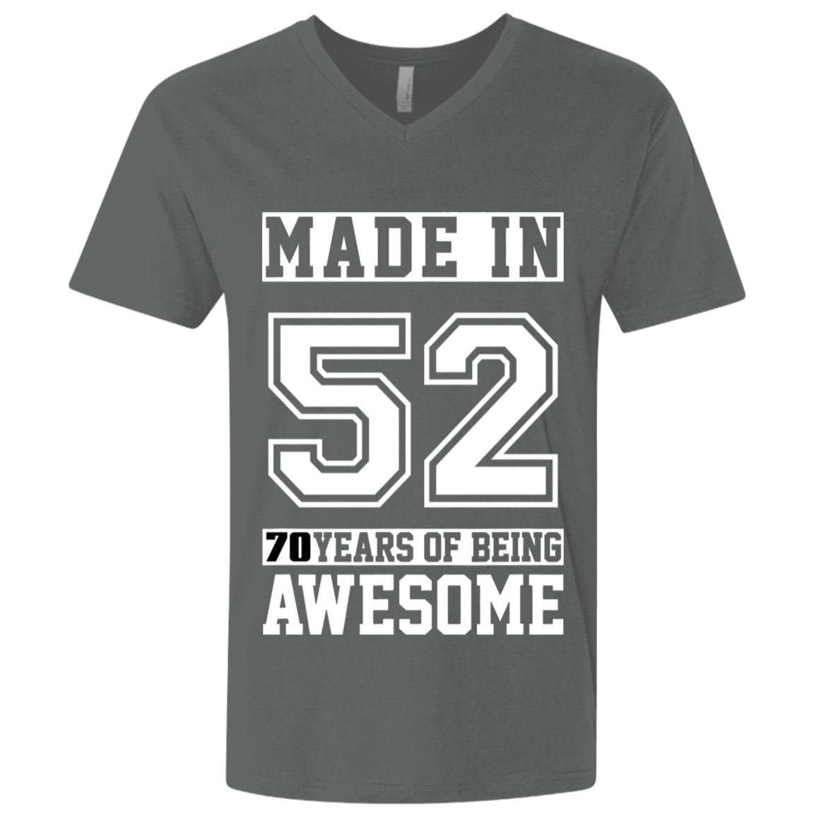 70 Year Old Awesome Since 1952 70th Birthday Gifts Men Premium Fitted SS V-Neck