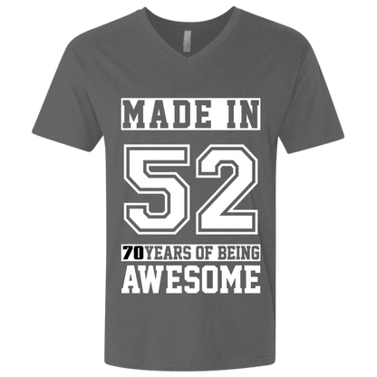 70 Year Old Awesome Since 1952 70th Birthday Gifts Men Premium Fitted SS V-Neck