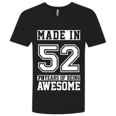 70 Year Old Awesome Since 1952 70th Birthday Gifts Men Premium Fitted SS V-Neck