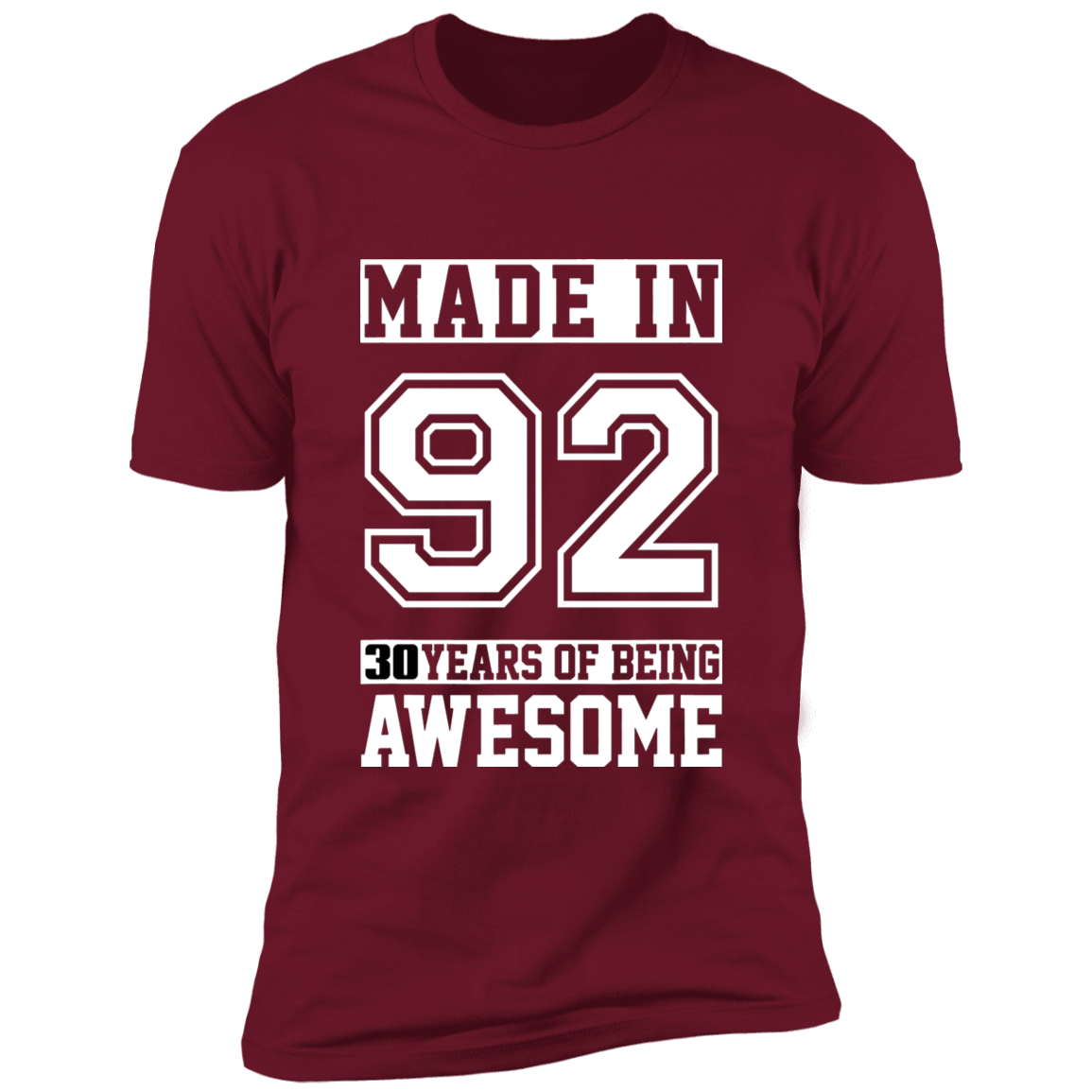 30 Year Old Awesome Since 1992 30th Birthday Gifts Men Premium Short Sleeve T-Shirt