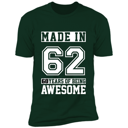 60 Year Old Awesome Since 1962 60th Birthday Gifts Men Premium Short Sleeve T-Shirt